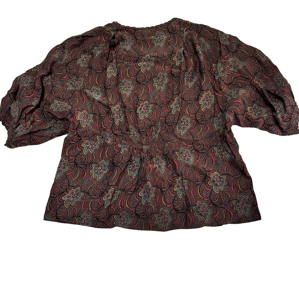 Moda International Women's Multicolor Paisley Blouse Top Shirt Size Small Silk - Picture 12 of 13